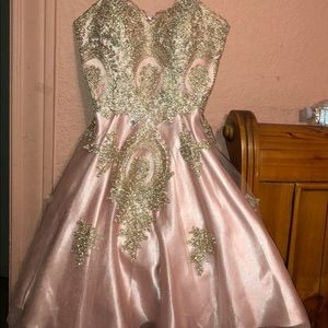 A rose gold mini dress